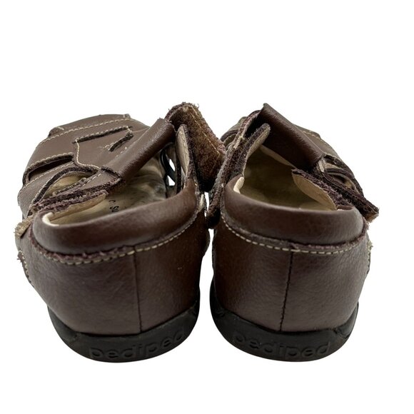 Pediped Brown Leather Kids Sandals Size 25/8.5 With Velcro Closure - Picture 3 of 7